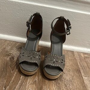 Women's Coach Gray Ankle Strap Suede Sandals